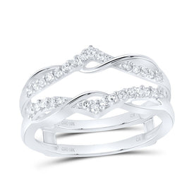 10K White Gold Round Diamond Women's Wrap Ring Guard Enhancer Wedding Band 1/4 Cttw - Splendid Jewellery