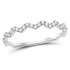 10K White Gold Round Diamond Women's Zigzag Stackable Band Ring 1/5 Cttw - Splendid Jewellery