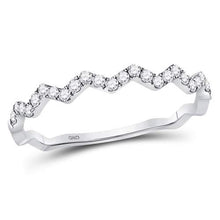 Load image into Gallery viewer, 10K White Gold Round Diamond Women's Zigzag Stackable Band Ring 1/5 Cttw - Splendid Jewellery