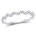 10K White Gold Round Diamond Women's Zigzag Stackable Band Ring 1/5 Cttw - Splendid Jewellery