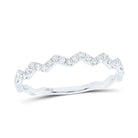 10K White Gold Round Diamond Women's Zigzag Stackable Band Ring 1/5 Cttw - Splendid Jewellery