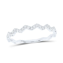 Load image into Gallery viewer, 10K White Gold Round Diamond Women's Zigzag Stackable Band Ring 1/5 Cttw - Splendid Jewellery
