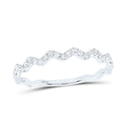 10K White Gold Round Diamond Women's Zigzag Stackable Band Ring 1/5 Cttw - Splendid Jewellery