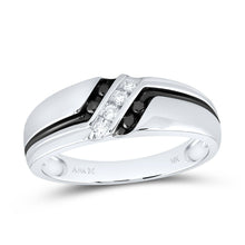 Load image into Gallery viewer, 10K White Gold Round Mens Black Color Enhanced Band Ring 1/5 Cttw - Splendid Jewellery