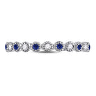10K White Gold Round Natural Blue Sapphire Beaded Dot Stackable Band Ring 1/12 Cttw - Splendid Jewellery