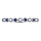 10K White Gold Round Natural Blue Sapphire Beaded Dot Stackable Band Ring 1/12 Cttw - Splendid Jewellery