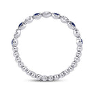 10K White Gold Round Natural Blue Sapphire Beaded Dot Stackable Band Ring 1/12 Cttw - Splendid Jewellery