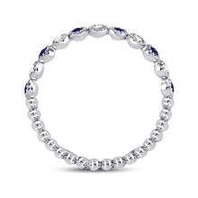 Load image into Gallery viewer, 10K White Gold Round Natural Blue Sapphire Beaded Dot Stackable Band Ring 1/12 Cttw - Splendid Jewellery