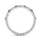 10K White Gold Round Natural Blue Sapphire Beaded Dot Stackable Band Ring 1/12 Cttw - Splendid Jewellery