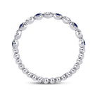 10K White Gold Round Natural Blue Sapphire Beaded Dot Stackable Band Ring 1/12 Cttw - Splendid Jewellery