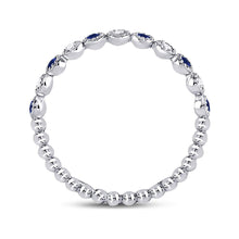 Load image into Gallery viewer, 10K White Gold Round Natural Blue Sapphire Beaded Dot Stackable Band Ring 1/12 Cttw - Splendid Jewellery