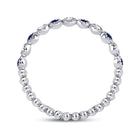 10K White Gold Round Natural Blue Sapphire Beaded Dot Stackable Band Ring 1/12 Cttw - Splendid Jewellery
