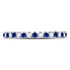 10K White Gold Round Natural Blue Sapphire Modern Alternating Stackable Band Ring 1/10 Cttw - Splendid Jewellery