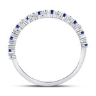 10K White Gold Round Natural Blue Sapphire Modern Alternating Stackable Band Ring 1/10 Cttw - Splendid Jewellery