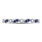 10K White Gold Round Natural Blue Sapphire Stackable Band Ring 1/20 Cttw - Splendid Jewellery