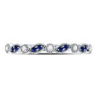 10K White Gold Round Natural Blue Sapphire Stackable Band Ring 1/20 Cttw - Splendid Jewellery
