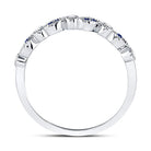 10K White Gold Round Natural Blue Sapphire Stackable Band Ring 1/20 Cttw - Splendid Jewellery