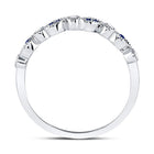 10K White Gold Round Natural Blue Sapphire Stackable Band Ring 1/20 Cttw - Splendid Jewellery