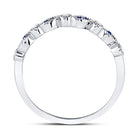 10K White Gold Round Natural Blue Sapphire Stackable Band Ring 1/20 Cttw - Splendid Jewellery