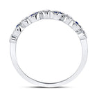 10K White Gold Round Natural Blue Sapphire Stackable Band Ring 1/20 Cttw - Splendid Jewellery