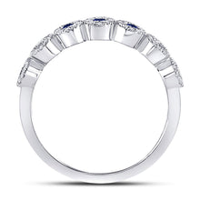 Load image into Gallery viewer, 10K White Gold Round Natural Blue Sapphire Stackable Band Ring 1/5 Cttw - Splendid Jewellery