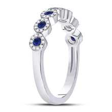 Load image into Gallery viewer, 10K White Gold Round Natural Blue Sapphire Stackable Band Ring 1/5 Cttw - Splendid Jewellery
