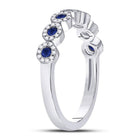 10K White Gold Round Natural Blue Sapphire Stackable Band Ring 1/5 Cttw - Splendid Jewellery