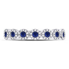 10K White Gold Round Natural Blue Sapphire Stackable Band Ring 1/5 Cttw - Splendid Jewellery