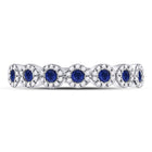 10K White Gold Round Natural Blue Sapphire Stackable Band Ring 1/5 Cttw - Splendid Jewellery