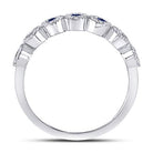 10K White Gold Round Natural Blue Sapphire Stackable Band Ring 1/5 Cttw - Splendid Jewellery
