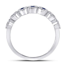 Load image into Gallery viewer, 10K White Gold Round Natural Blue Sapphire Stackable Band Ring 1/5 Cttw - Splendid Jewellery