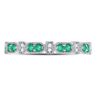 10K White Gold Round Natural Emerald Stackable Band Ring 1/20 Cttw - Splendid Jewellery