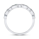 10K White Gold Round Natural Emerald Stackable Band Ring 1/20 Cttw - Splendid Jewellery