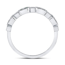 Load image into Gallery viewer, 10K White Gold Round Natural Emerald Stackable Band Ring 1/20 Cttw - Splendid Jewellery