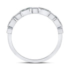 10K White Gold Round Natural Emerald Stackable Band Ring 1/20 Cttw - Splendid Jewellery