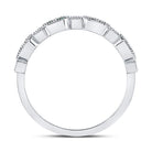 10K White Gold Round Natural Emerald Stackable Band Ring 1/20 Cttw - Splendid Jewellery