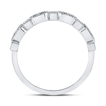 Load image into Gallery viewer, 10K White Gold Round Natural Emerald Stackable Band Ring 1/20 Cttw - Splendid Jewellery