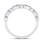 10K White Gold Round Natural Emerald Stackable Band Ring 1/20 Cttw - Splendid Jewellery
