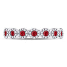 10K White Gold Round Natural Ruby Circle Stackable Band Ring 1/5 Cttw - Splendid Jewellery