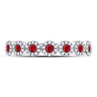 10K White Gold Round Natural Ruby Circle Stackable Band Ring 1/5 Cttw - Splendid Jewellery