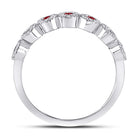 10K White Gold Round Natural Ruby Circle Stackable Band Ring 1/5 Cttw - Splendid Jewellery