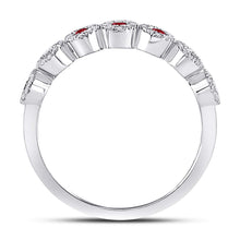 Load image into Gallery viewer, 10K White Gold Round Natural Ruby Circle Stackable Band Ring 1/5 Cttw - Splendid Jewellery