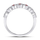 10K White Gold Round Natural Ruby Circle Stackable Band Ring 1/5 Cttw - Splendid Jewellery