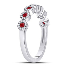 Load image into Gallery viewer, 10K White Gold Round Natural Ruby Circle Stackable Band Ring 1/5 Cttw - Splendid Jewellery