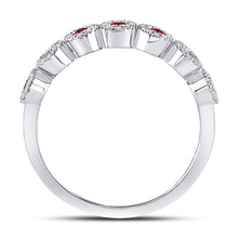 Load image into Gallery viewer, 10K White Gold Round Natural Ruby Circle Stackable Band Ring 1/5 Cttw - Splendid Jewellery