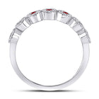 10K White Gold Round Natural Ruby Circle Stackable Band Ring 1/5 Cttw - Splendid Jewellery