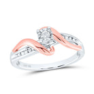 10K White & Rose Tone Gold Round Diamond Solitaire Bridal Wedding Engagement Ring 1/8 Cttw - Splendid Jewellery