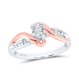 10K White & Rose Tone Gold Round Diamond Solitaire Bridal Wedding Engagement Ring 1/8 Cttw - Splendid Jewellery