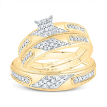 Load image into Gallery viewer, 10K White Yellow Diamond Square Trio Ring Set 3/8 Cttw - Splendid Jewellery