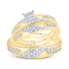 10K White Yellow Diamond Square Trio Ring Set 3/8 Cttw - Splendid Jewellery